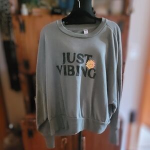 Old Navy Gray 'Just Vibing' Sweater
